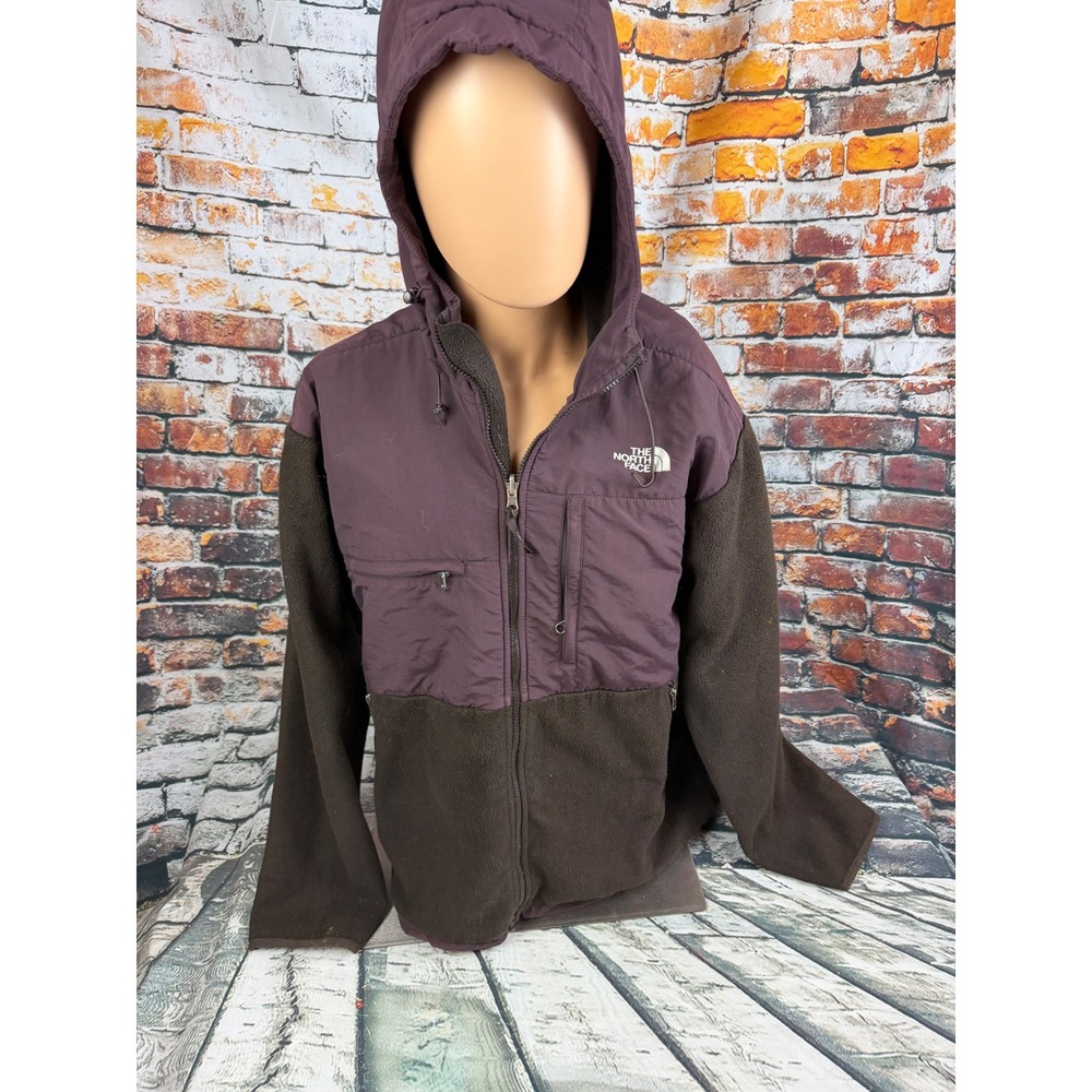 The North Face Denali Polartec Fleece Hoodie Mens Large Purple Brown Full Zip